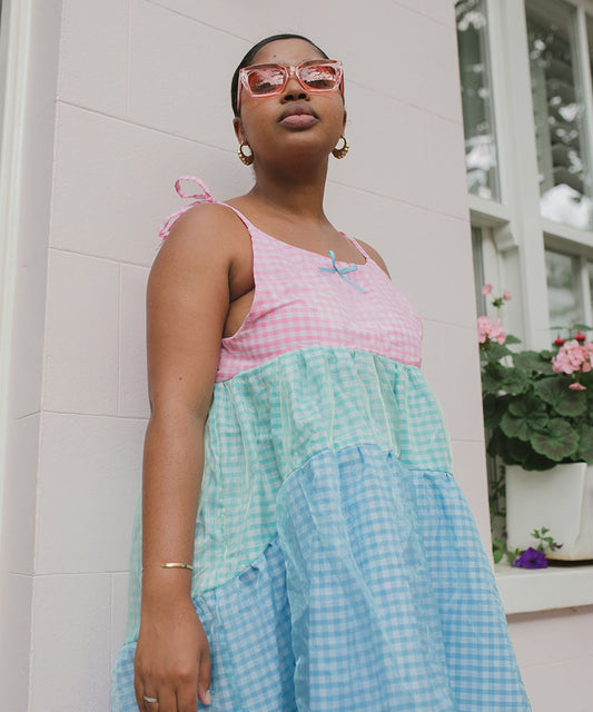 Aquila Aquila ~ Gingham Tiered Mini Dress Of Dreams