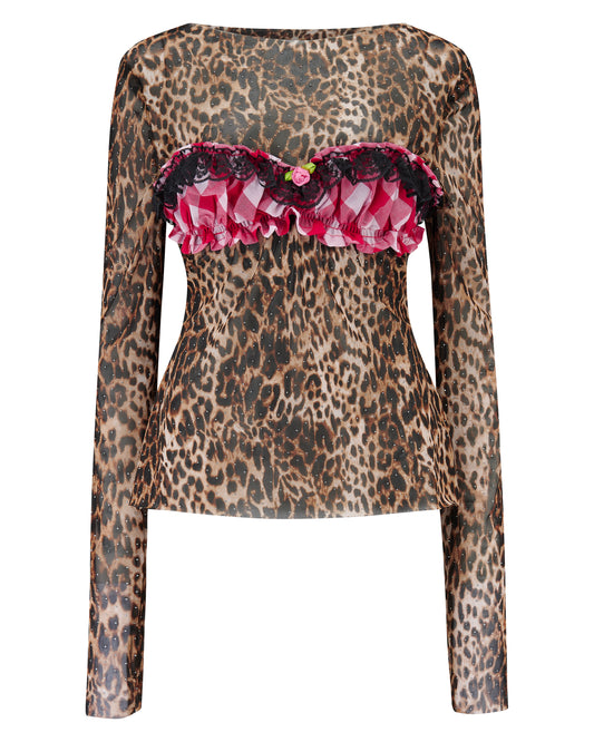 BABYLON ✧ Leopard + Gingham Mesh Top