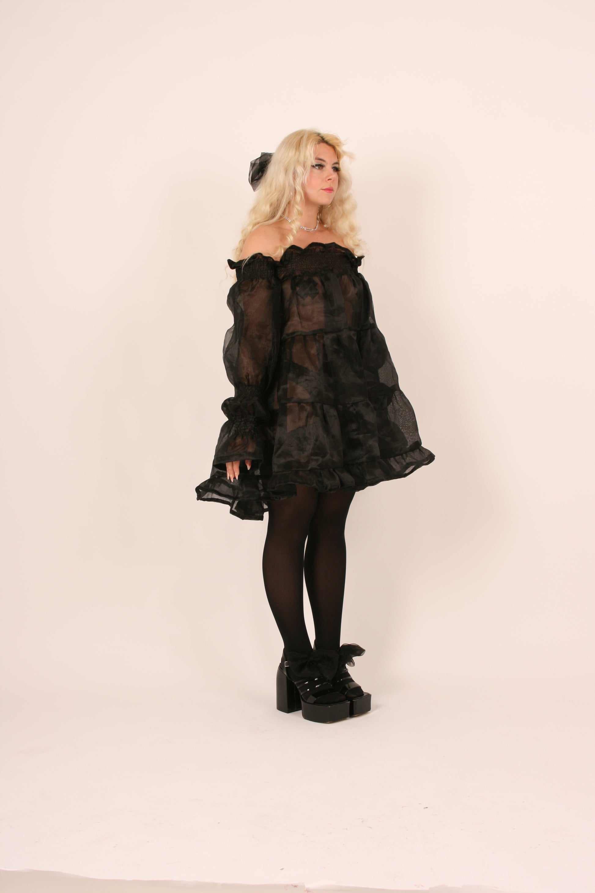 BUFFY 1.0 Black Organza Mini Dress DELTA OF PHOENIX