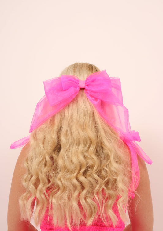 XL BOW in Luxe Neon Pink Organza Delta Of Phoenix