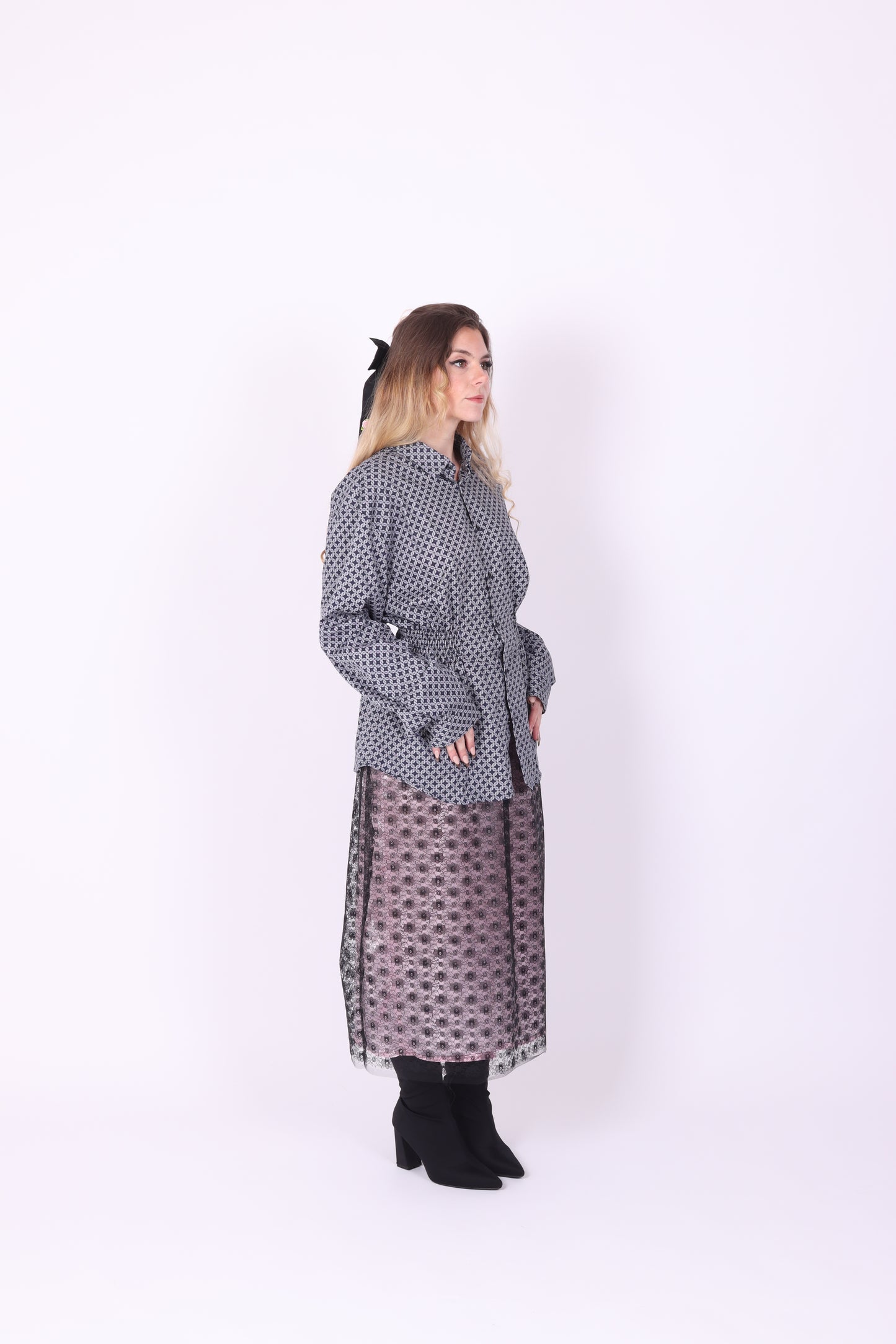 Navy Blue Shirt with White Pattern Shirt | Phoenix Rework