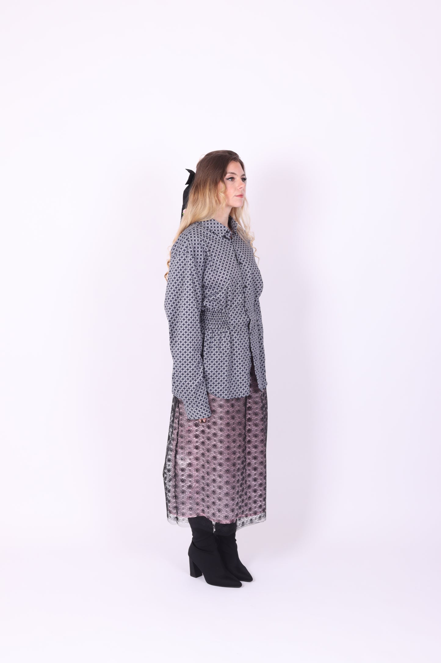 Navy Blue Shirt with White Pattern Shirt | Phoenix Rework