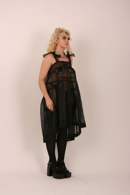 BUFFY 2.0 Black Organza Waterfall Dress DELTA OF PHOENIX