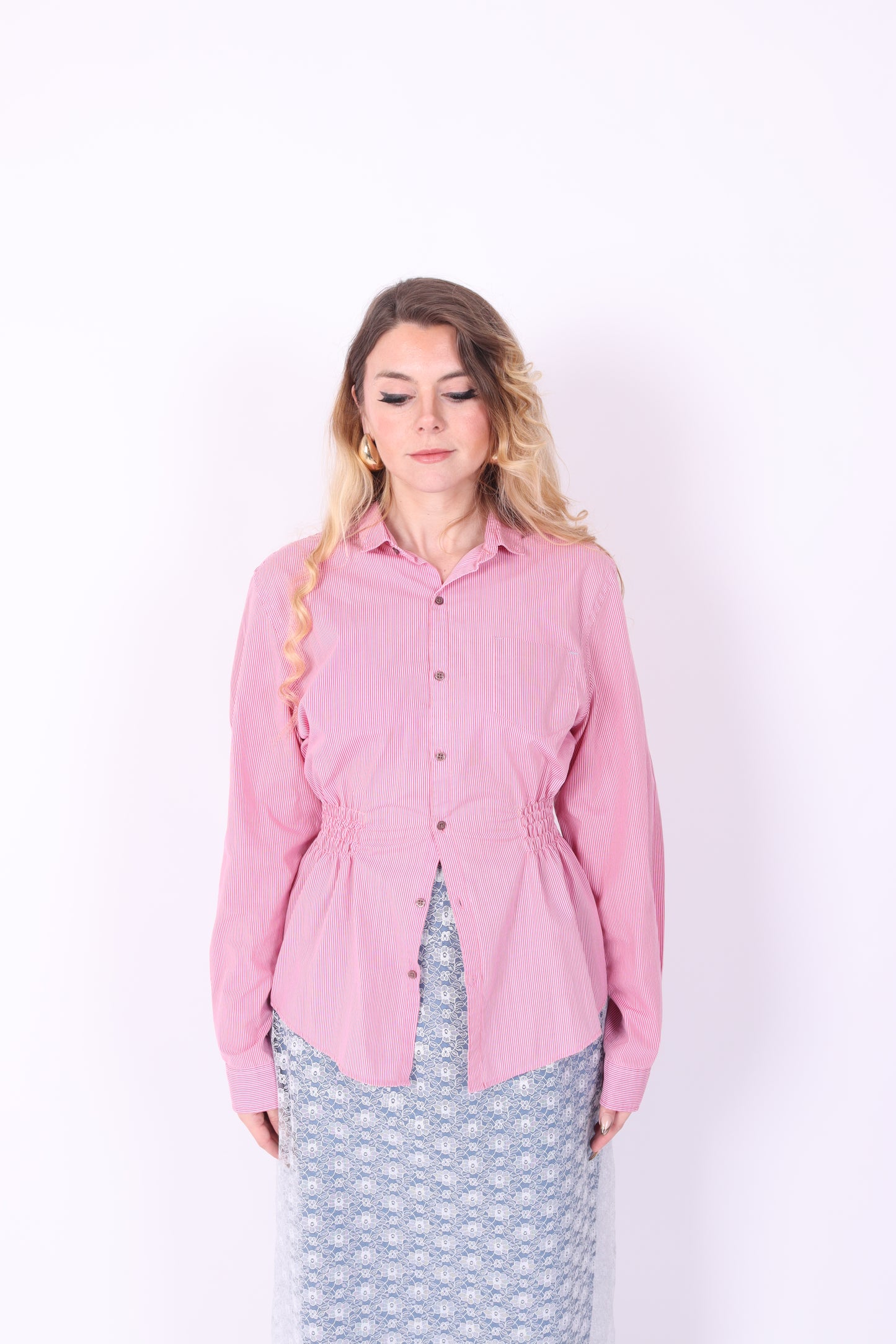 Pink with Red Pinstripe Shirt | Phoenix Rework