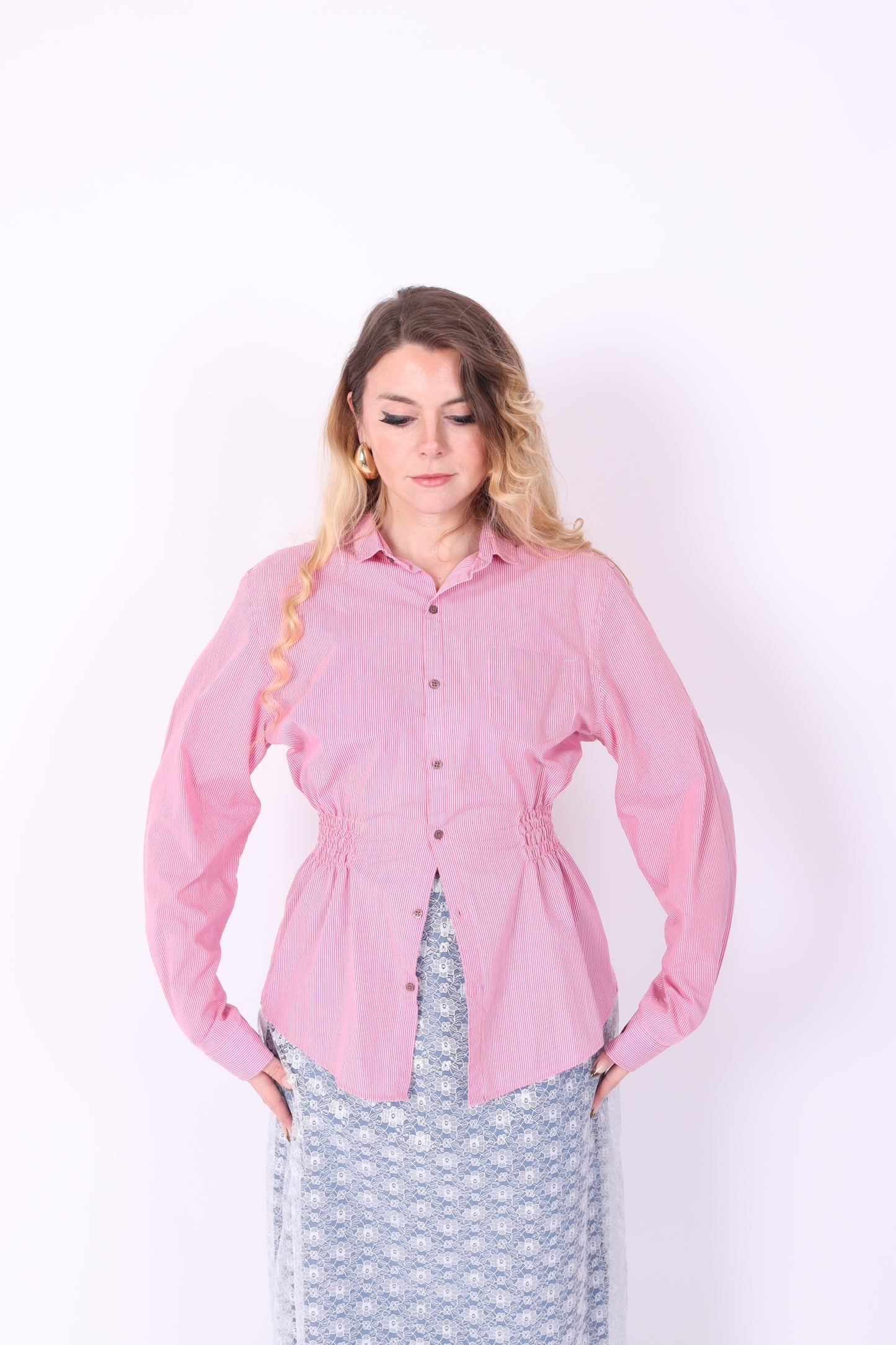 Pink with Red Pinstripe Shirt | Phoenix Rework