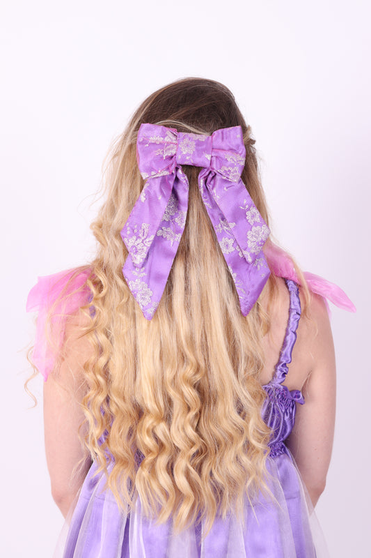 Coquette Bow ✧ in Purple Metallic Lace