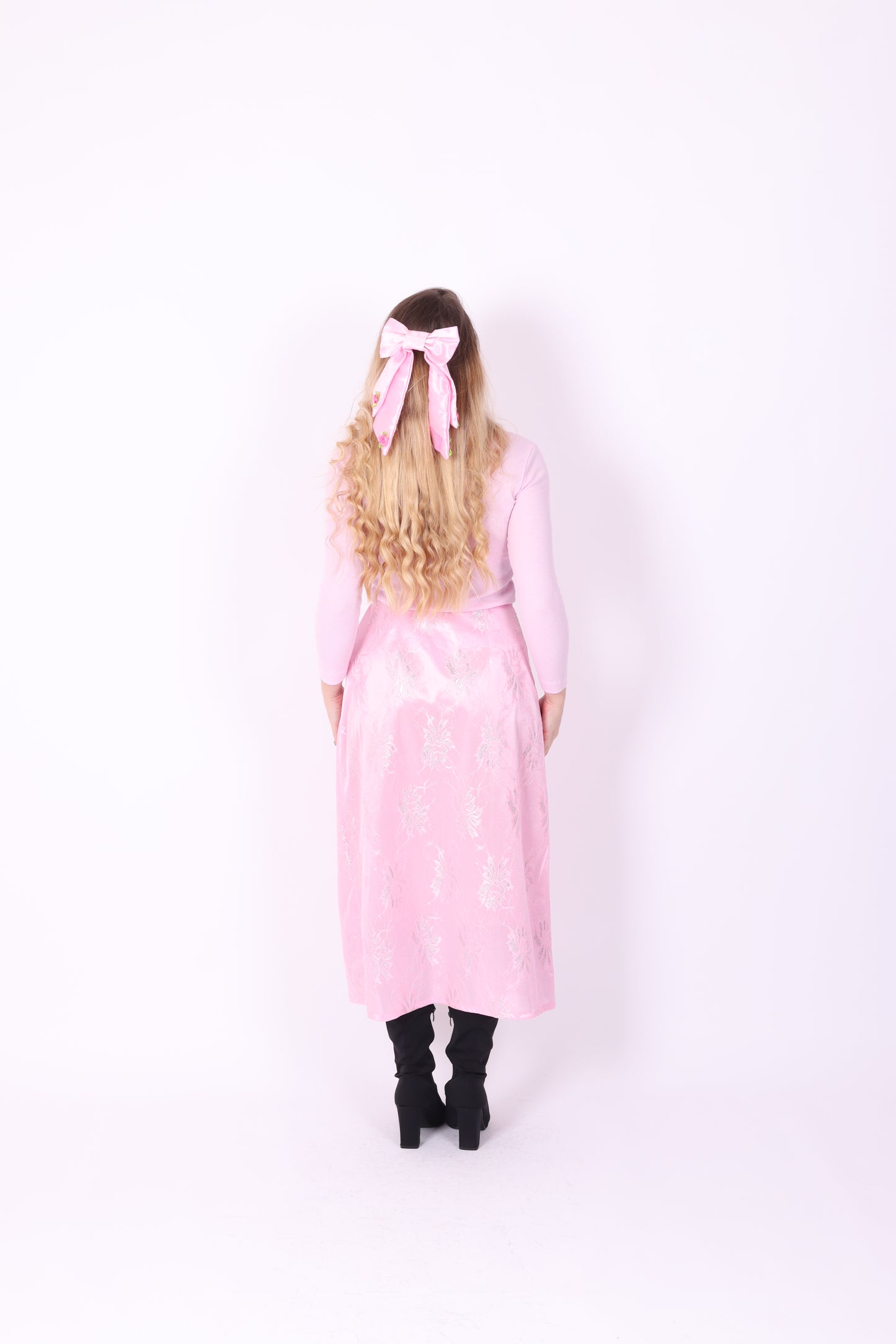 LILLA ✧ Pink Lace + Lemon Bow Long Skirt