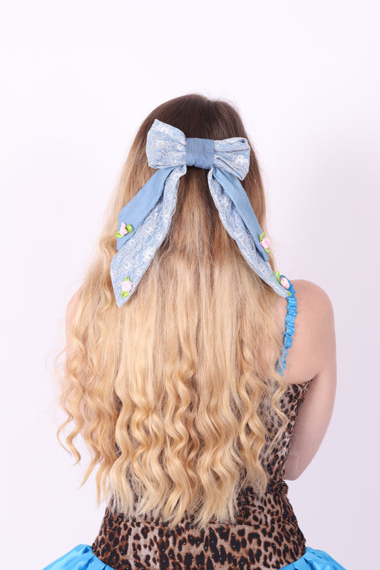Coquette Bow ✧ in Denim + Lace