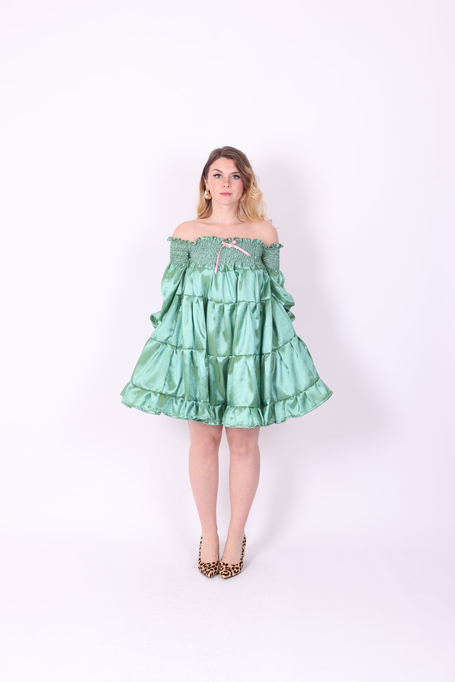 BRIOCHE ✧ Pistachio Taffeta Mini Dress