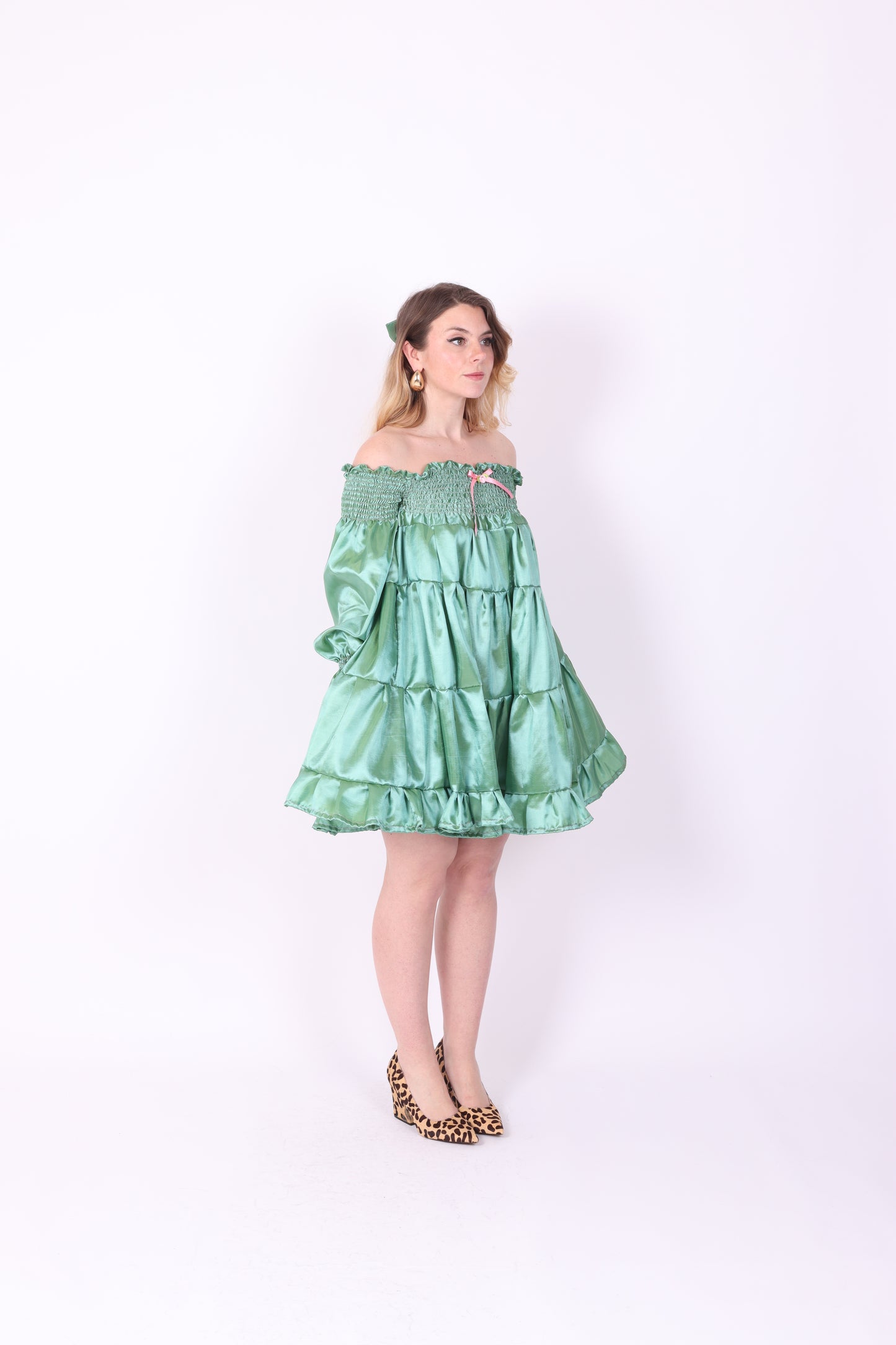 BRIOCHE ✧ Pistachio Taffeta Mini Dress