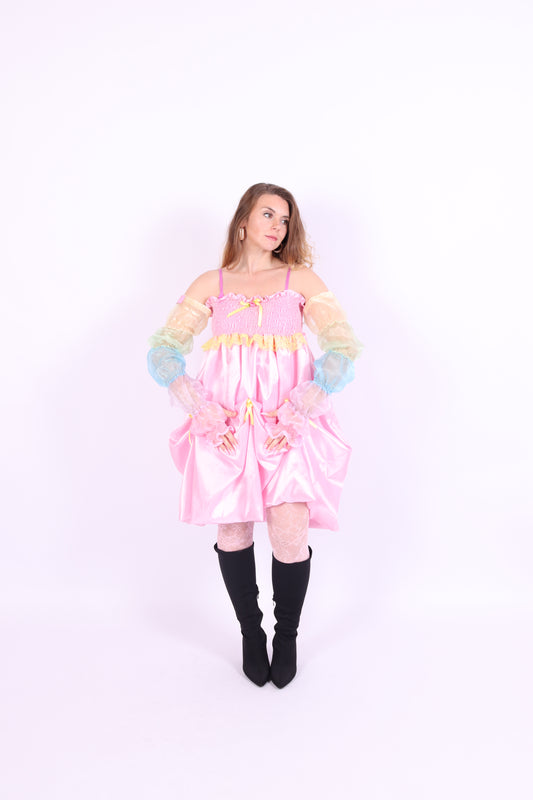Pastel rainbow puff organza arm sleeves and leg warmers - Cirro Sleeves - Delta Of Phoenix