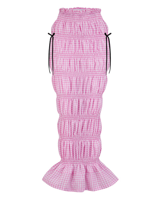PESCA 2.0 ✧ Pink Gingham Ruched Mermaid Maxi Skirt