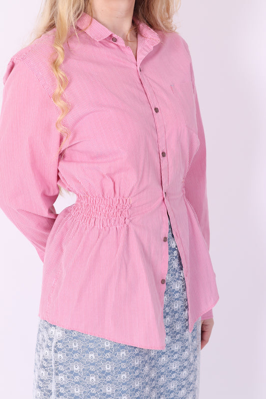 RED PINK PINSTRIPE REWORK SHIRT DELTA OF PHOENIX