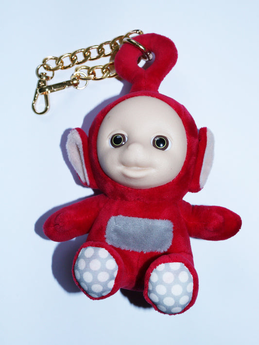 TELETUBBIES TOY RED BAG CHARM - RHINESTONE - GOLD CHAIN - DELTA OF PHOENIX
