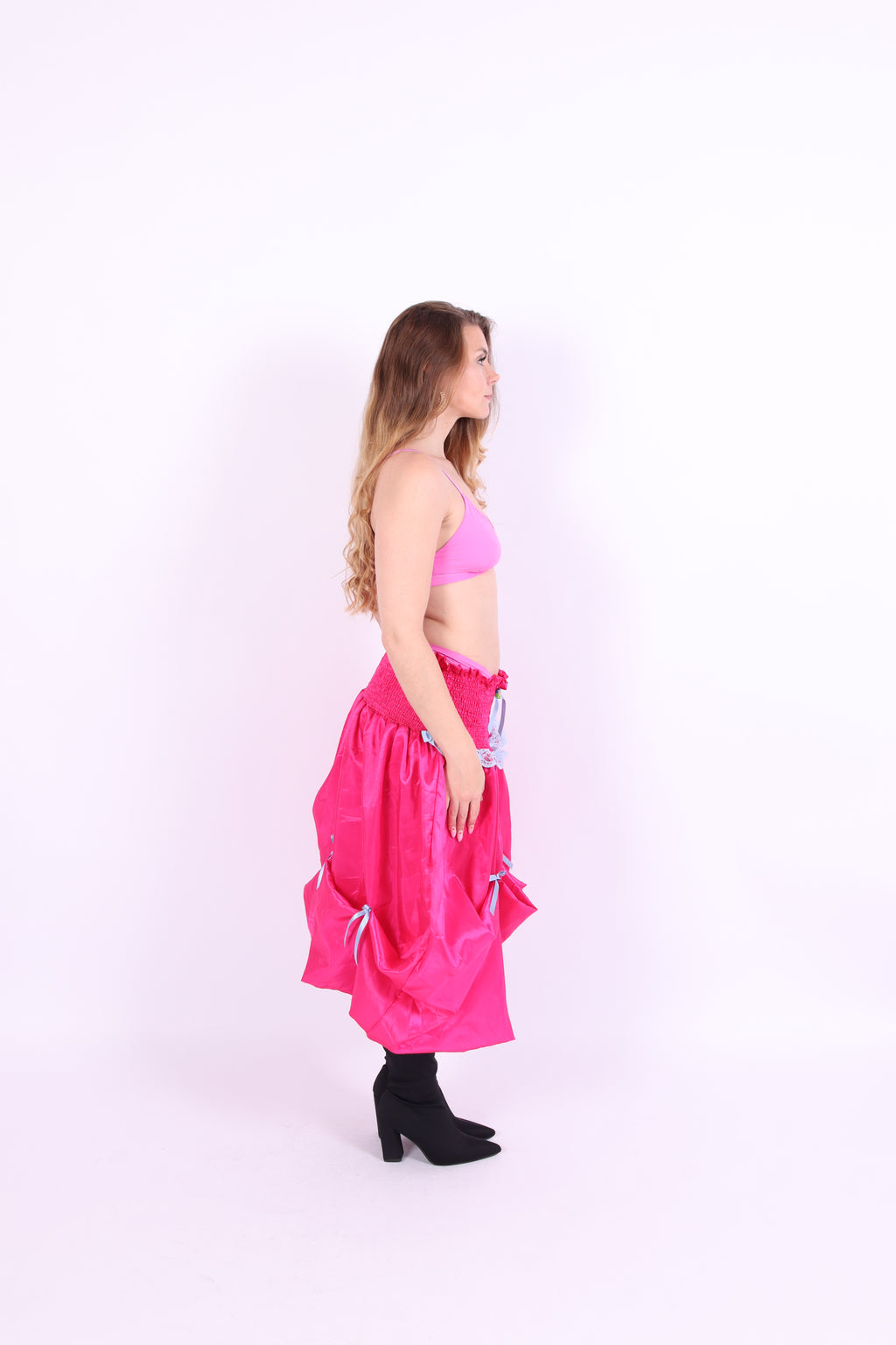 DOLORES ✧ Fuchsia Pink Bubble MIDI Skirt