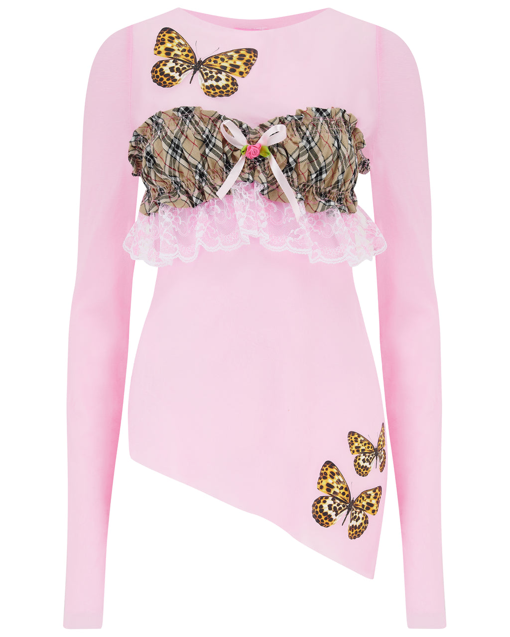 JOLENE ✧ Pink Mesh, Butterfly, Asymmetric Top