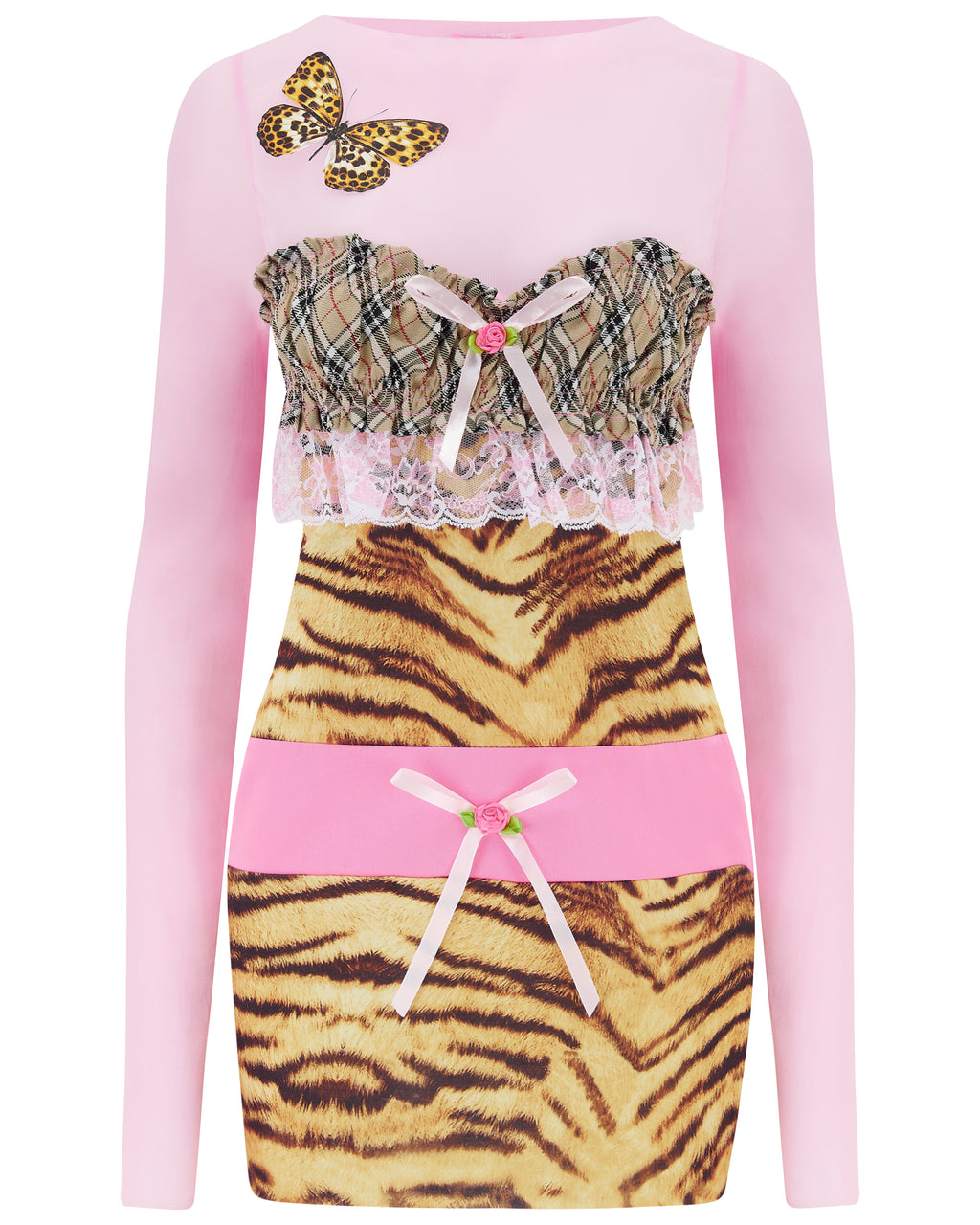 CALYPSO ✧ Tiger, Pink Mesh, Butterfly, MINI Dress