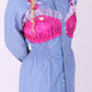 BLUE REWORK SHIRT FUCHSIA PINK BRALETTE DELTA OF PHOENIX 