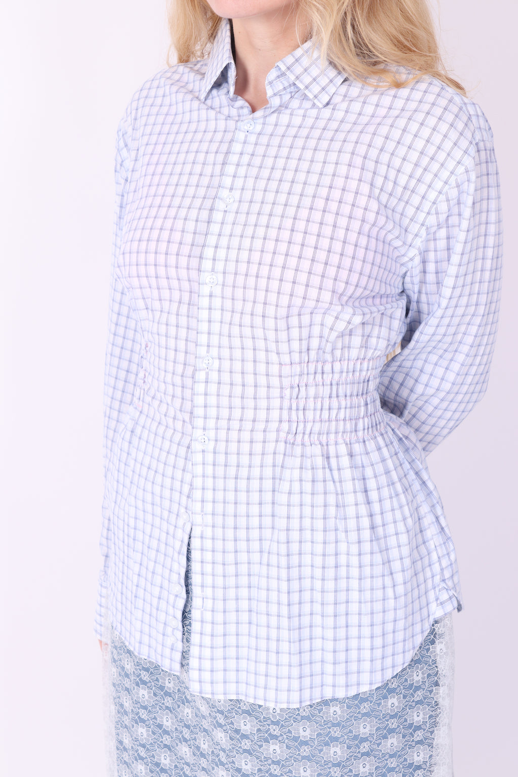 BLUE WHITE CHECK REWORK SHIRT DELTA OF PHOENIX 