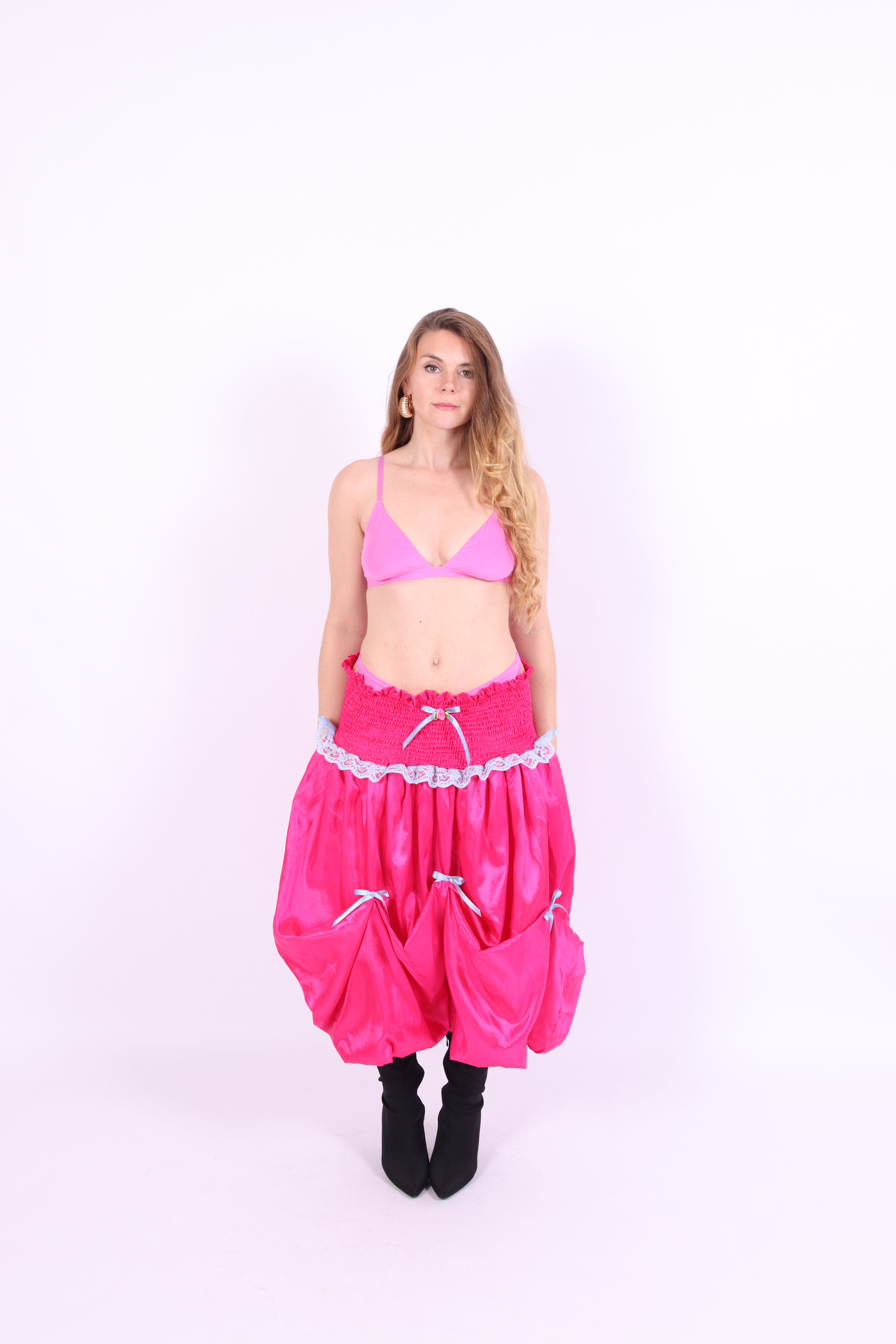 DOLORES ✧ Fuchsia Pink Bubble MIDI Skirt