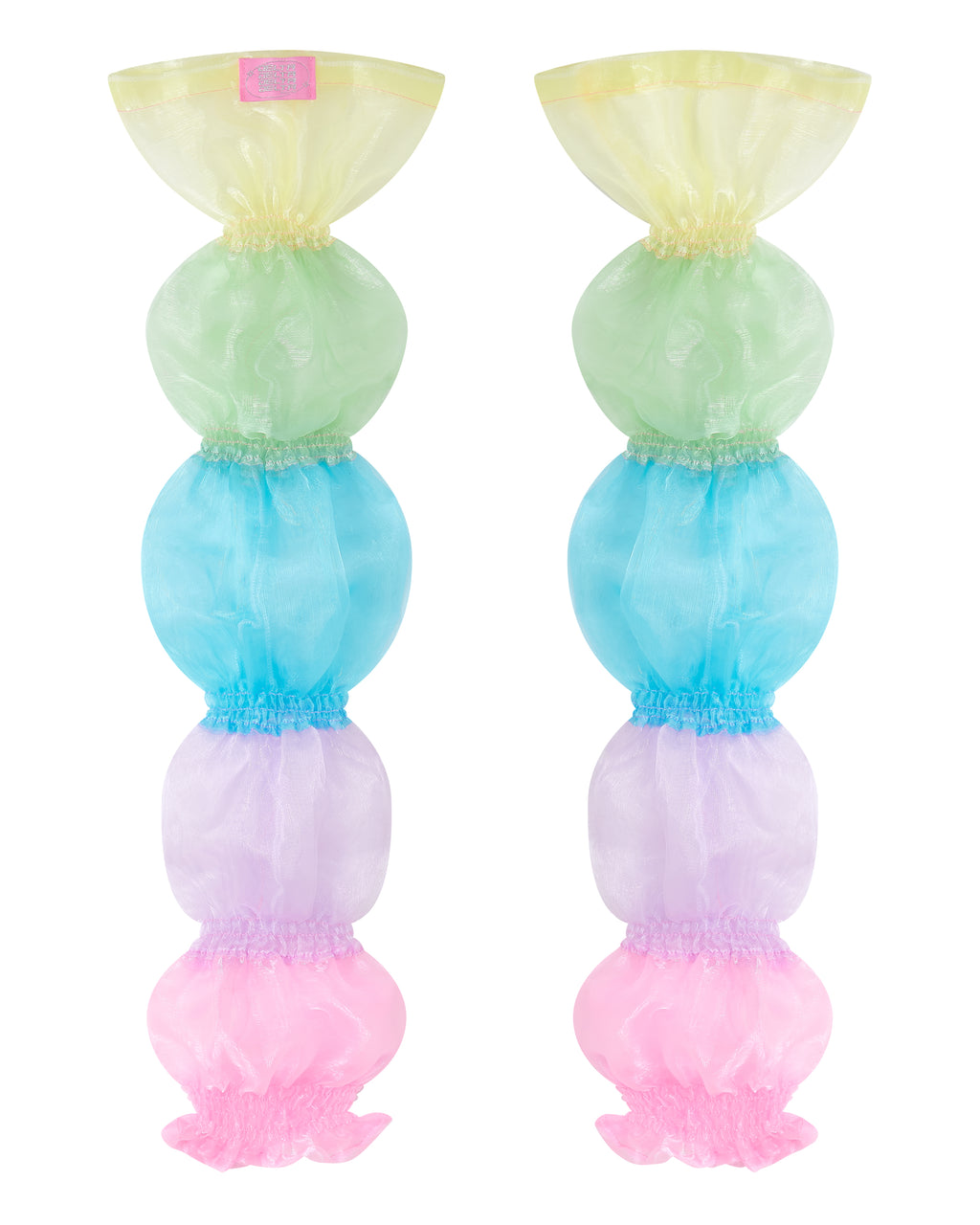 Pastel rainbow puff organza arm sleeves and leg warmers - Cirro Sleeves - Delta Of Phoenix