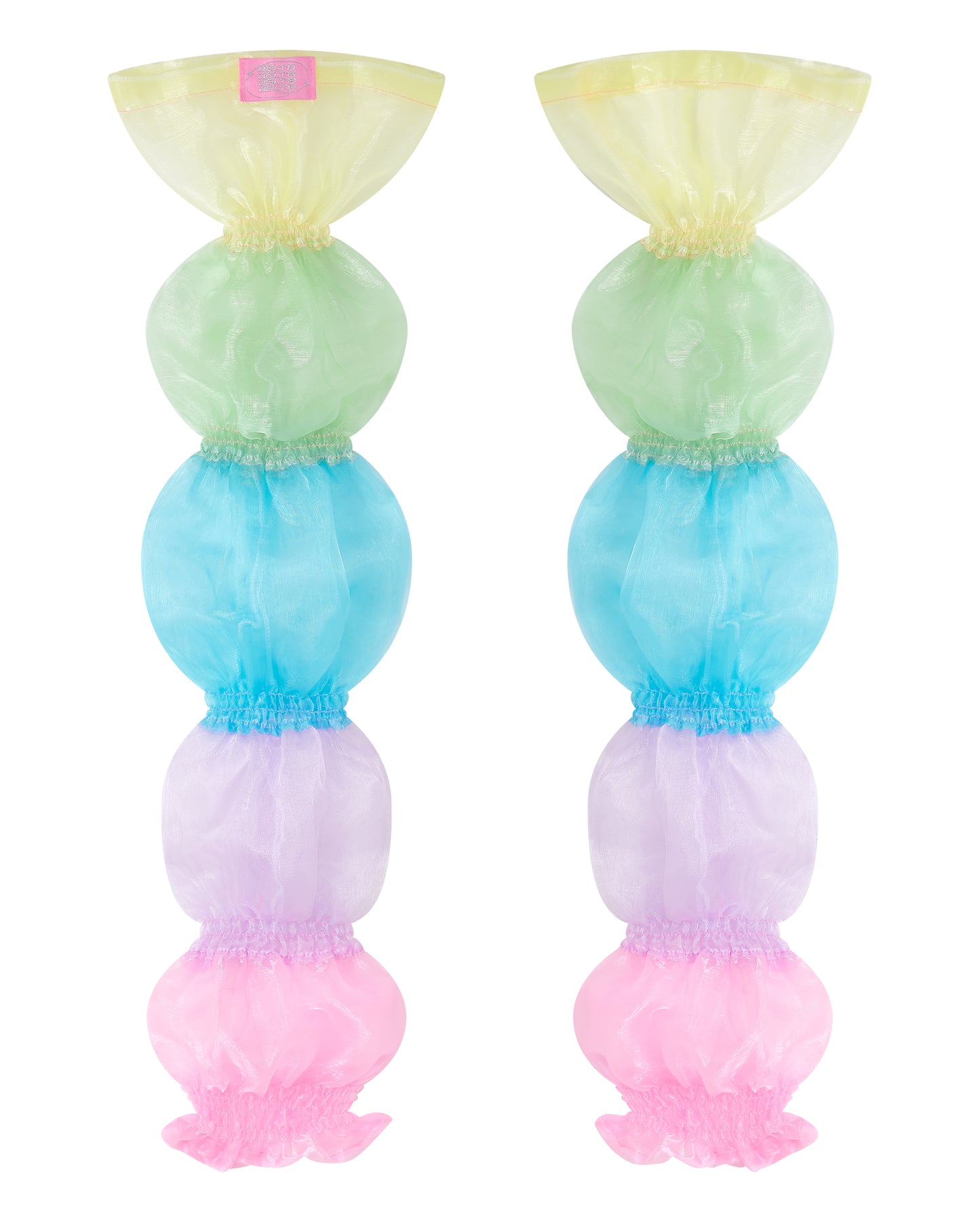 Pastel rainbow puff organza arm sleeves and leg warmers - Cirro Sleeves - Delta Of Phoenix