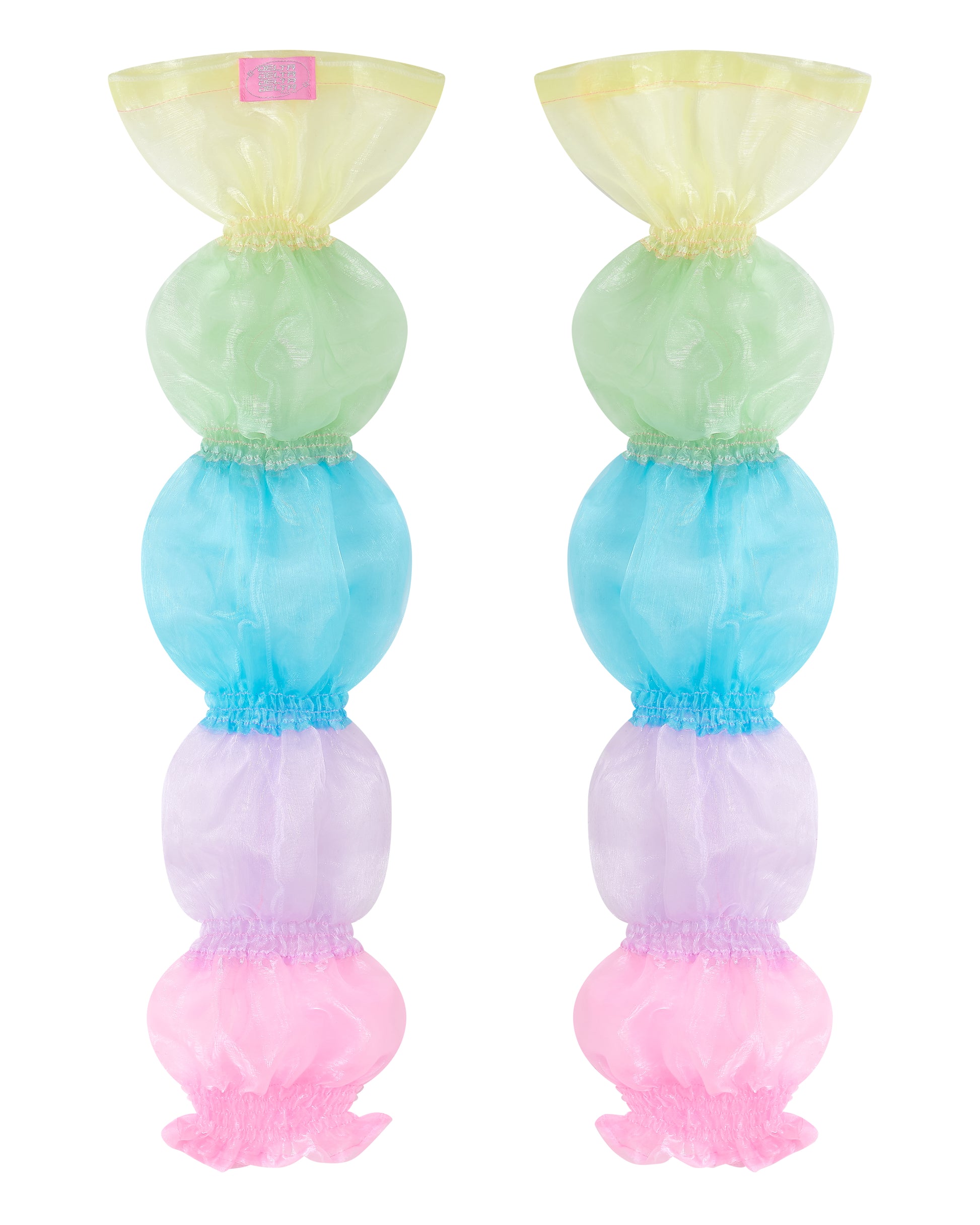 Pastel rainbow puff organza arm sleeves and leg warmers - Cirro Sleeves - Delta Of Phoenix