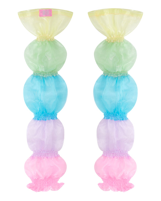 Pastel rainbow puff organza arm sleeves and leg warmers - Cirro Sleeves - Delta Of Phoenix