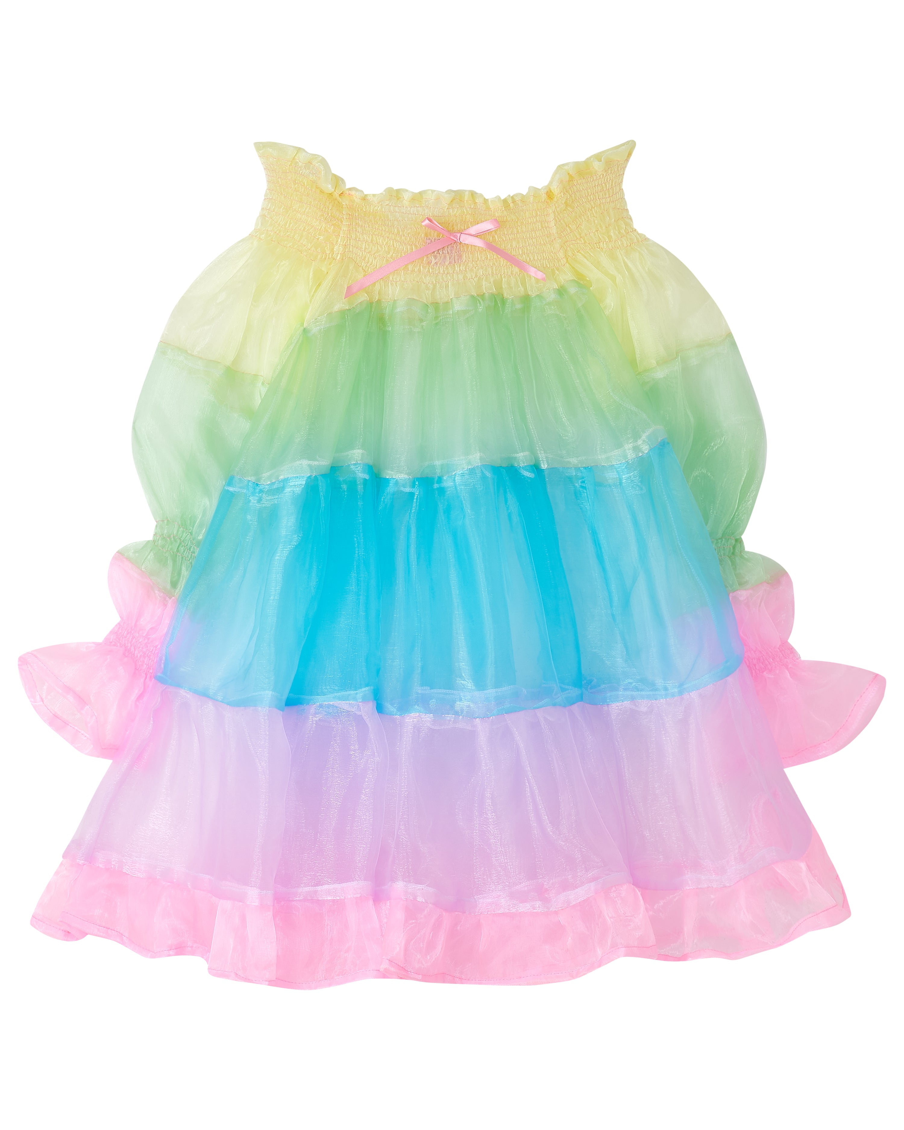 Colorful pastel rainbow tiered mini puff dress - Cirro 3.0 Dress - Delta Of Phoenix