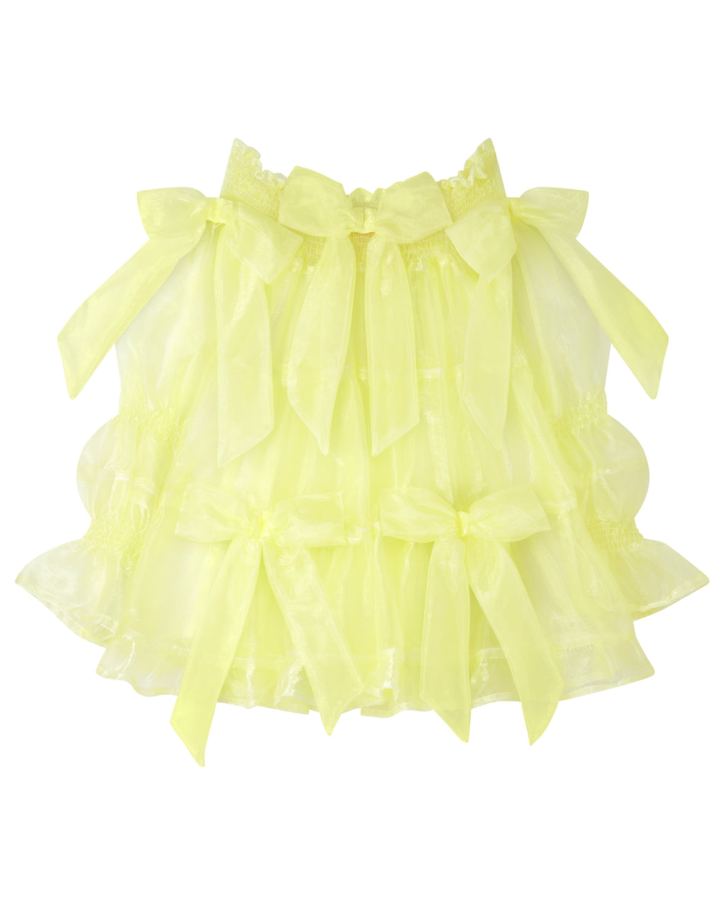 Butter yellow mini dress with bows - Clover Puff Dress - Delta Of Phoenix