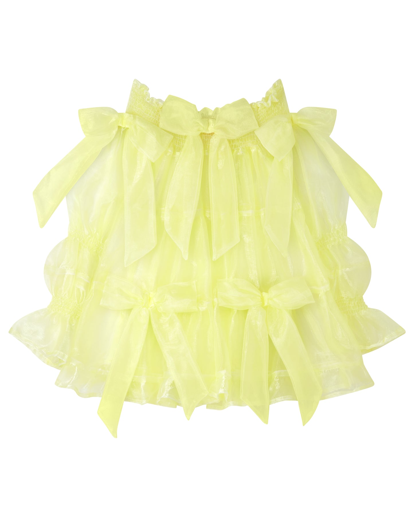 Butter yellow mini dress with bows - Clover Puff Dress - Delta Of Phoenix