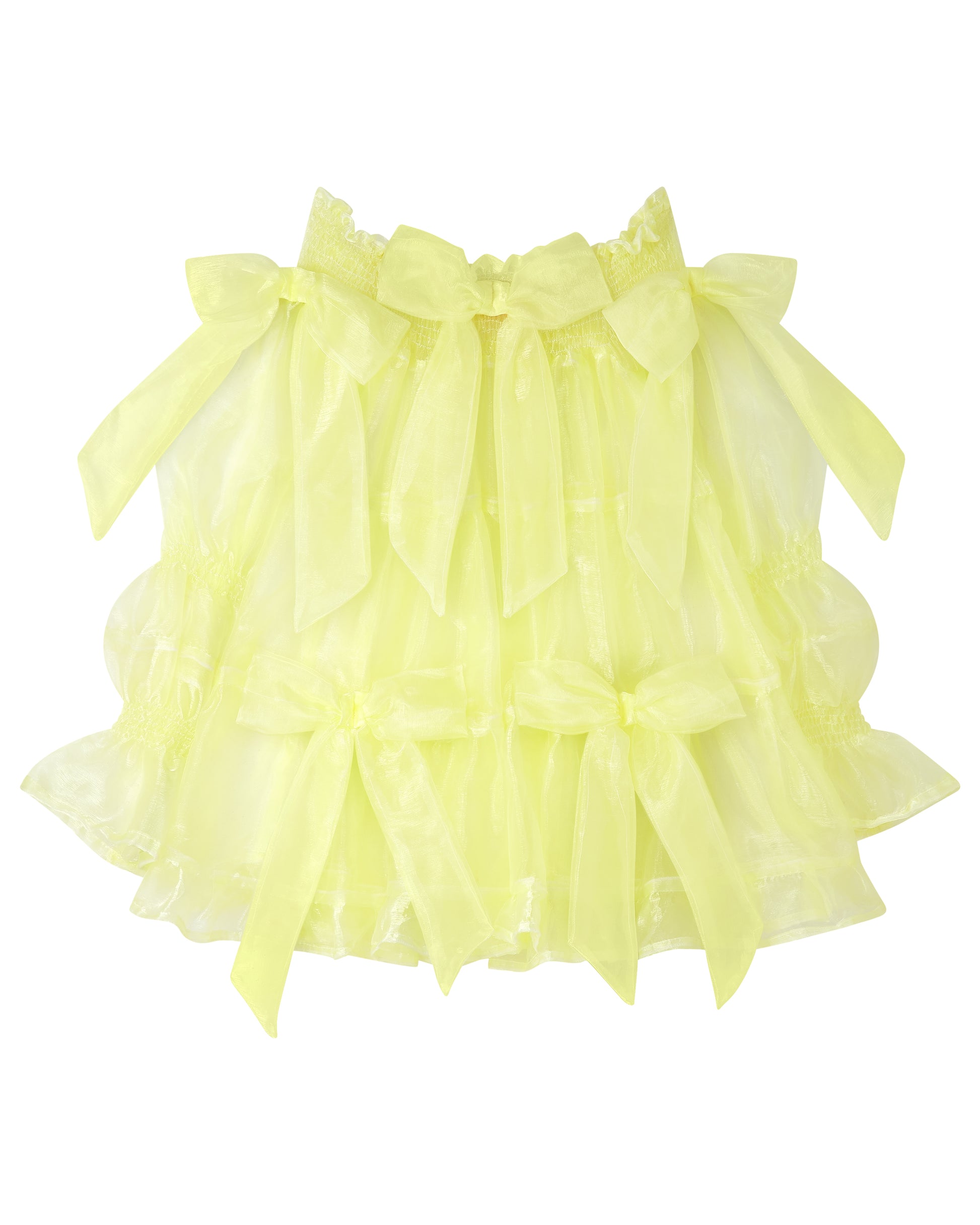 Butter yellow mini dress with bows - Clover Puff Dress - Delta Of Phoenix