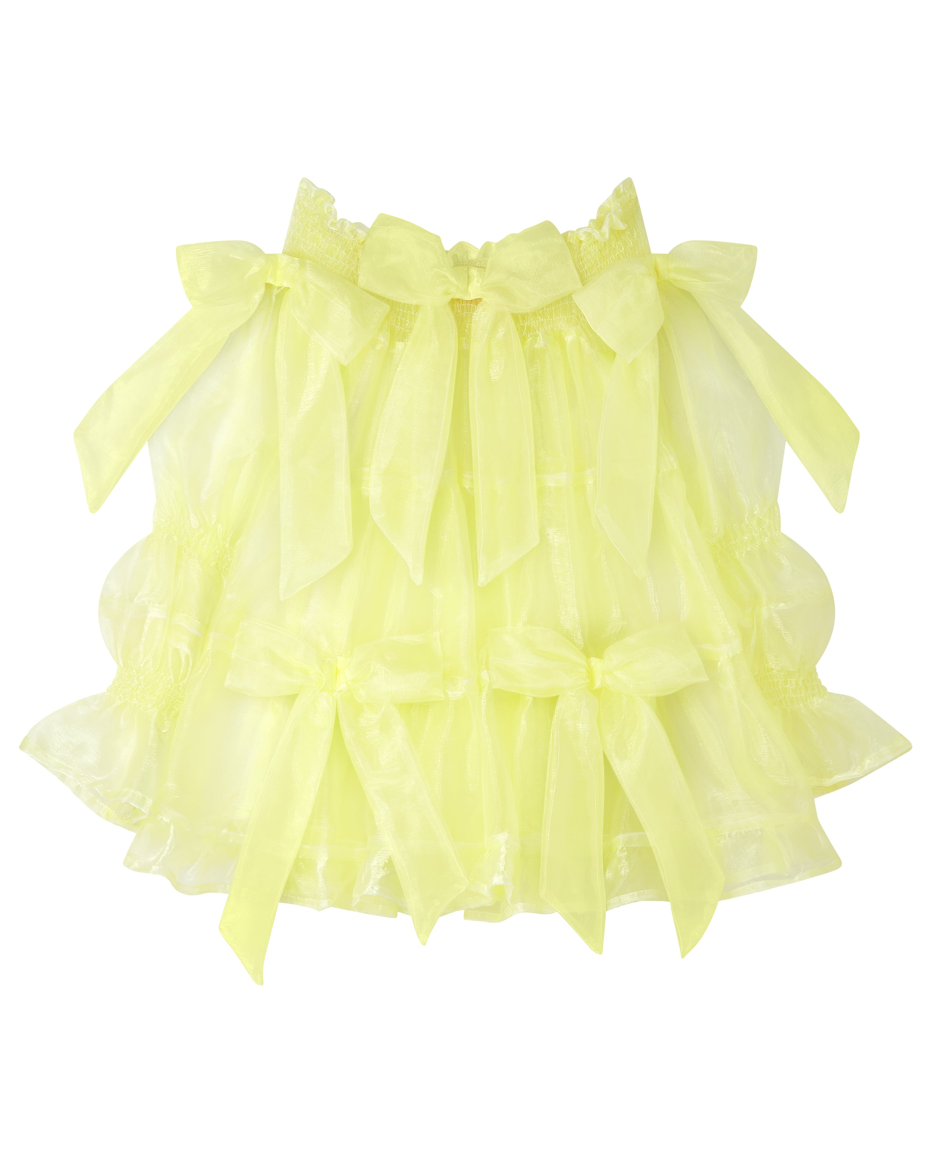 Butter yellow mini dress with bows - Clover Puff Dress - Delta Of Phoenix