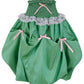 green taffeta midi bubble skirt with pink black and pink bows - desiree bubble midi skirt - delta of phoenix