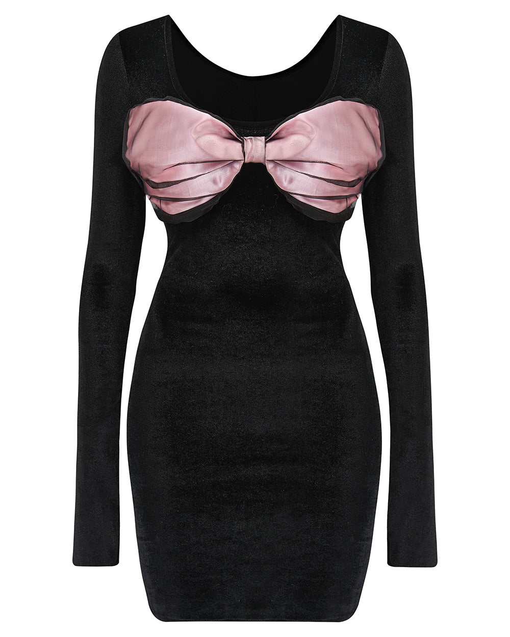 Gretchen Dress ♡ Black Velvet Mini Dress with Sweetheart Pink Bow