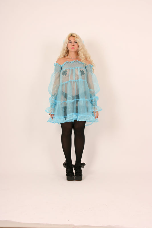 Babette Sky Blue Organza Mini Dress Delta Of Phoenix