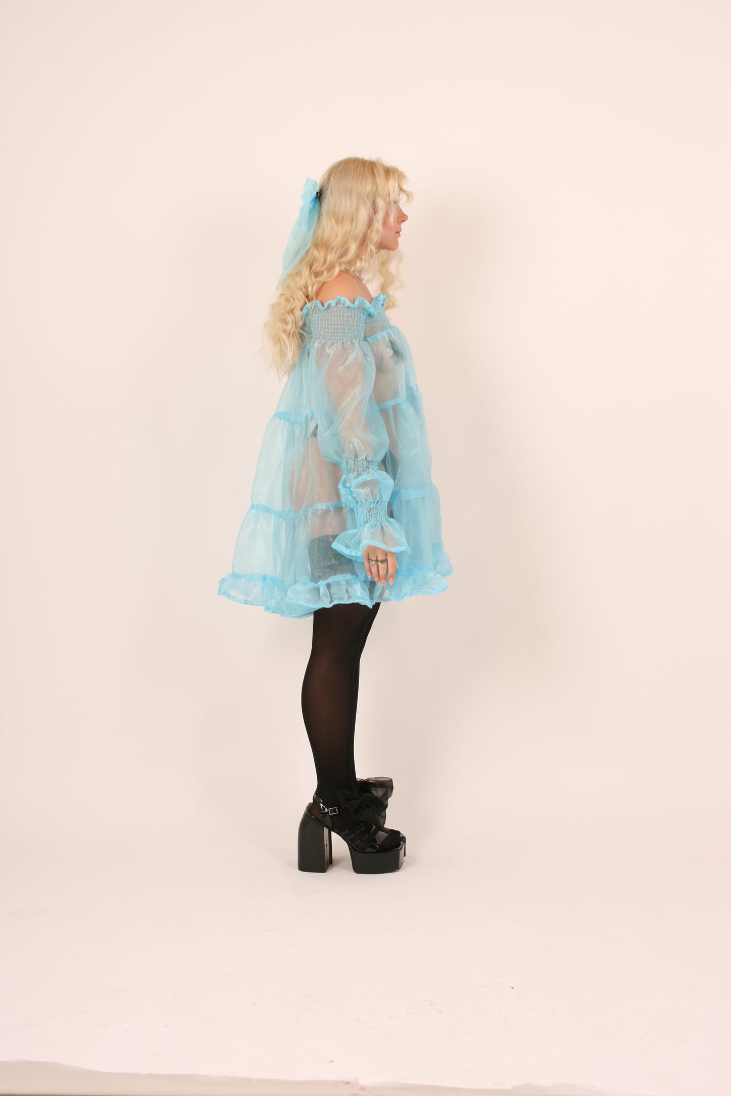 Babette Sky Blue Organza Mini Dress Delta Of Phoenix