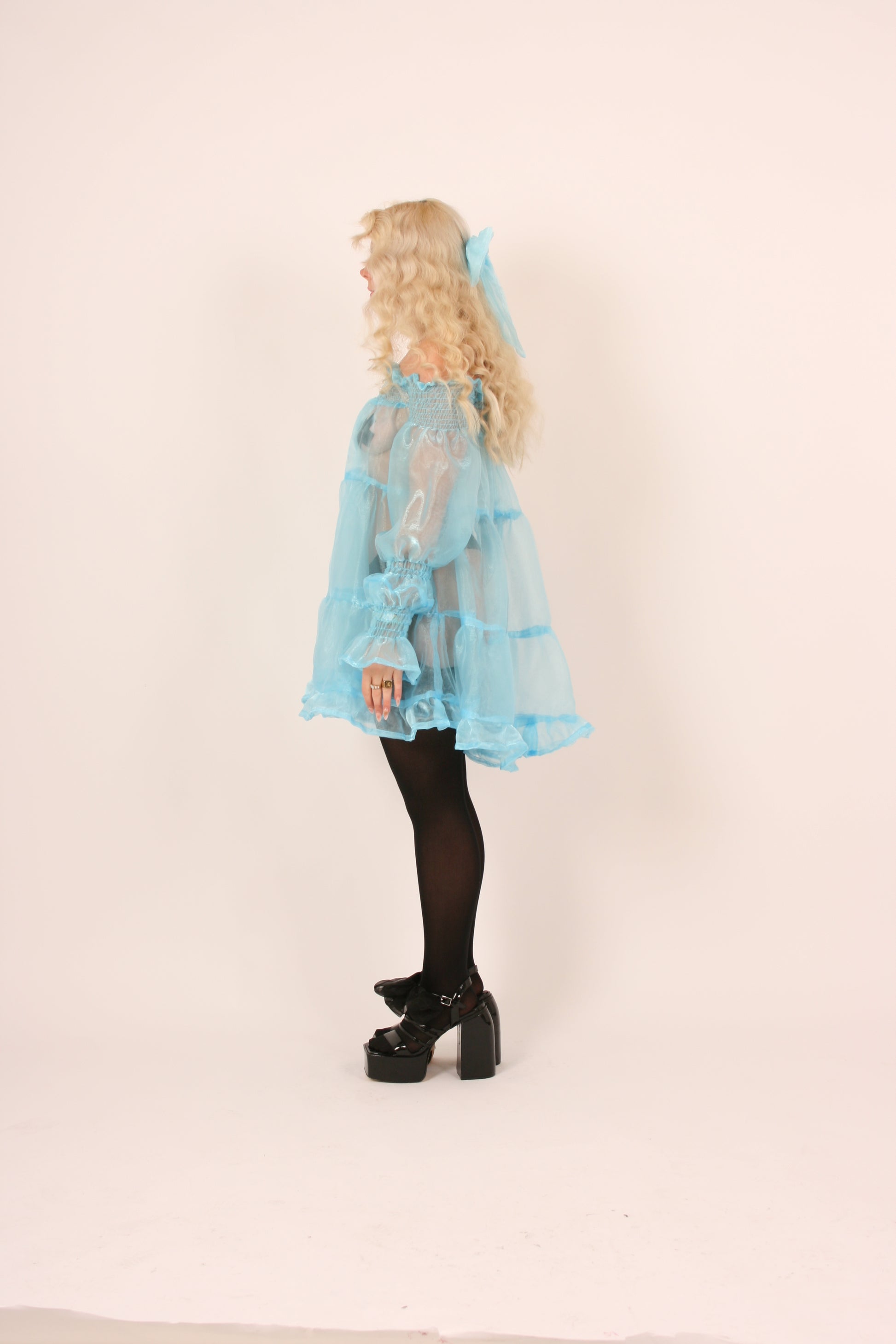 Babette Sky Blue Organza Mini Dress Delta Of Phoenix