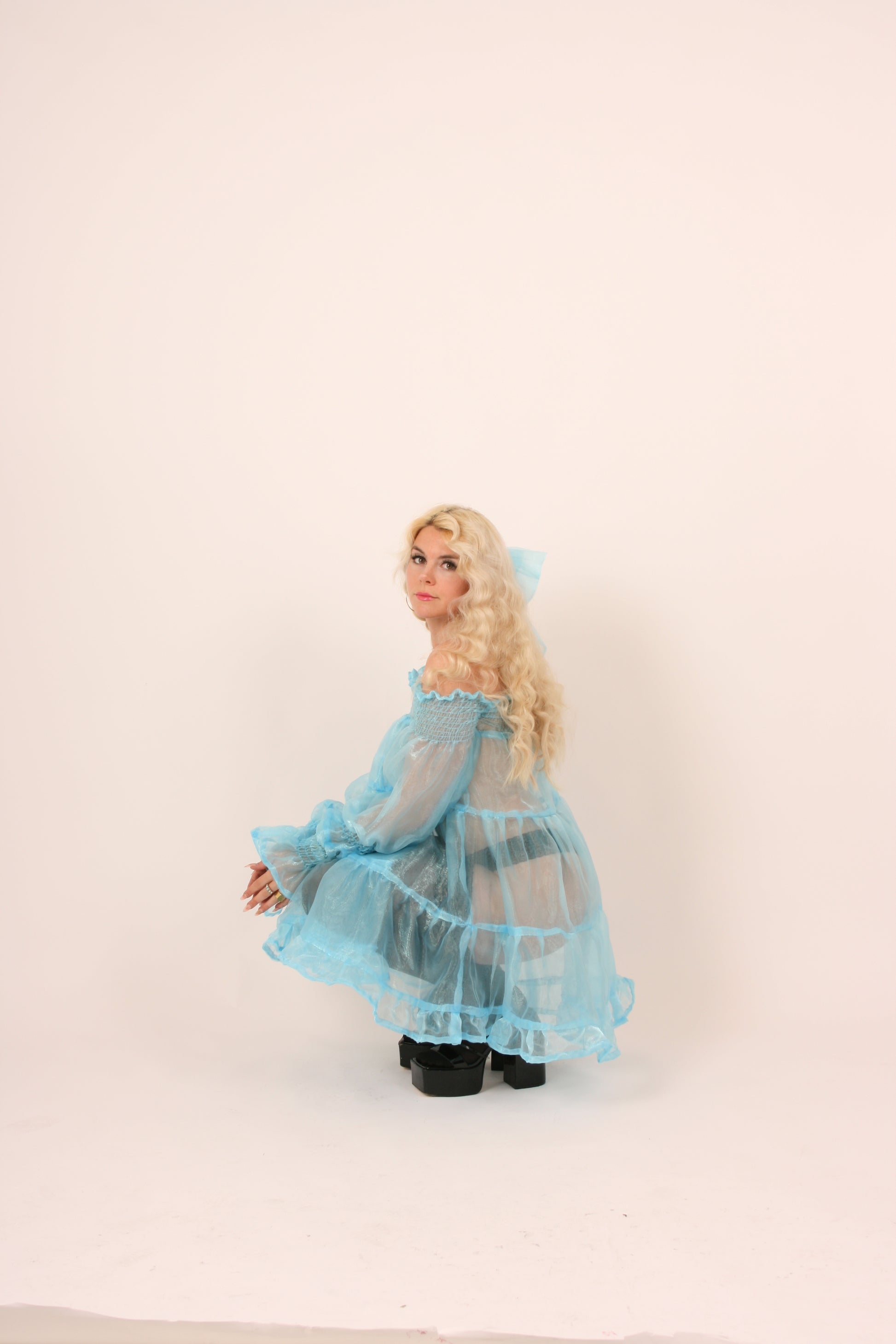 Babette Sky Blue Organza Mini Dress Delta Of Phoenix