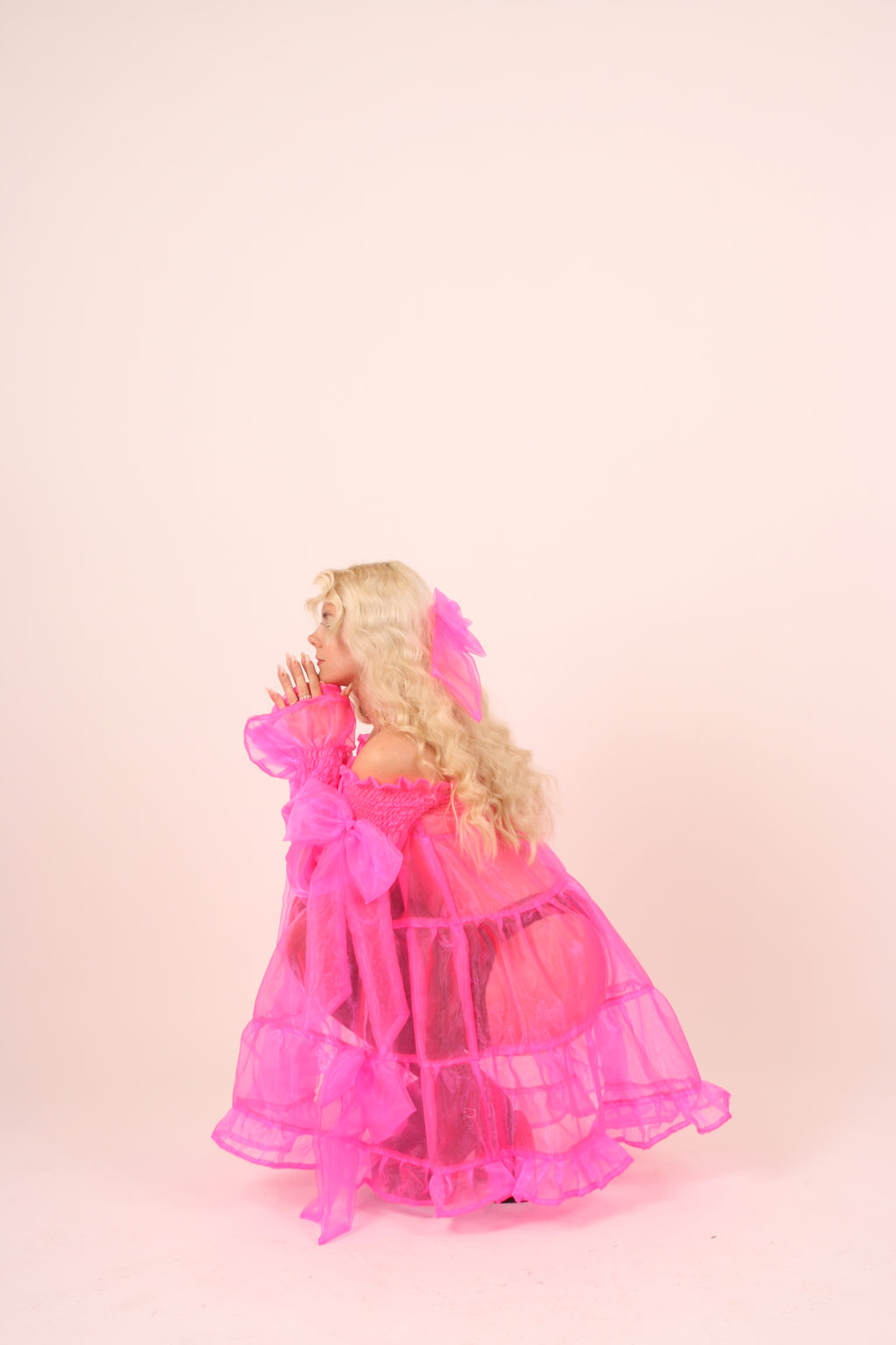 XL BOW in Luxe Neon Pink Organza Delta Of Phoenix