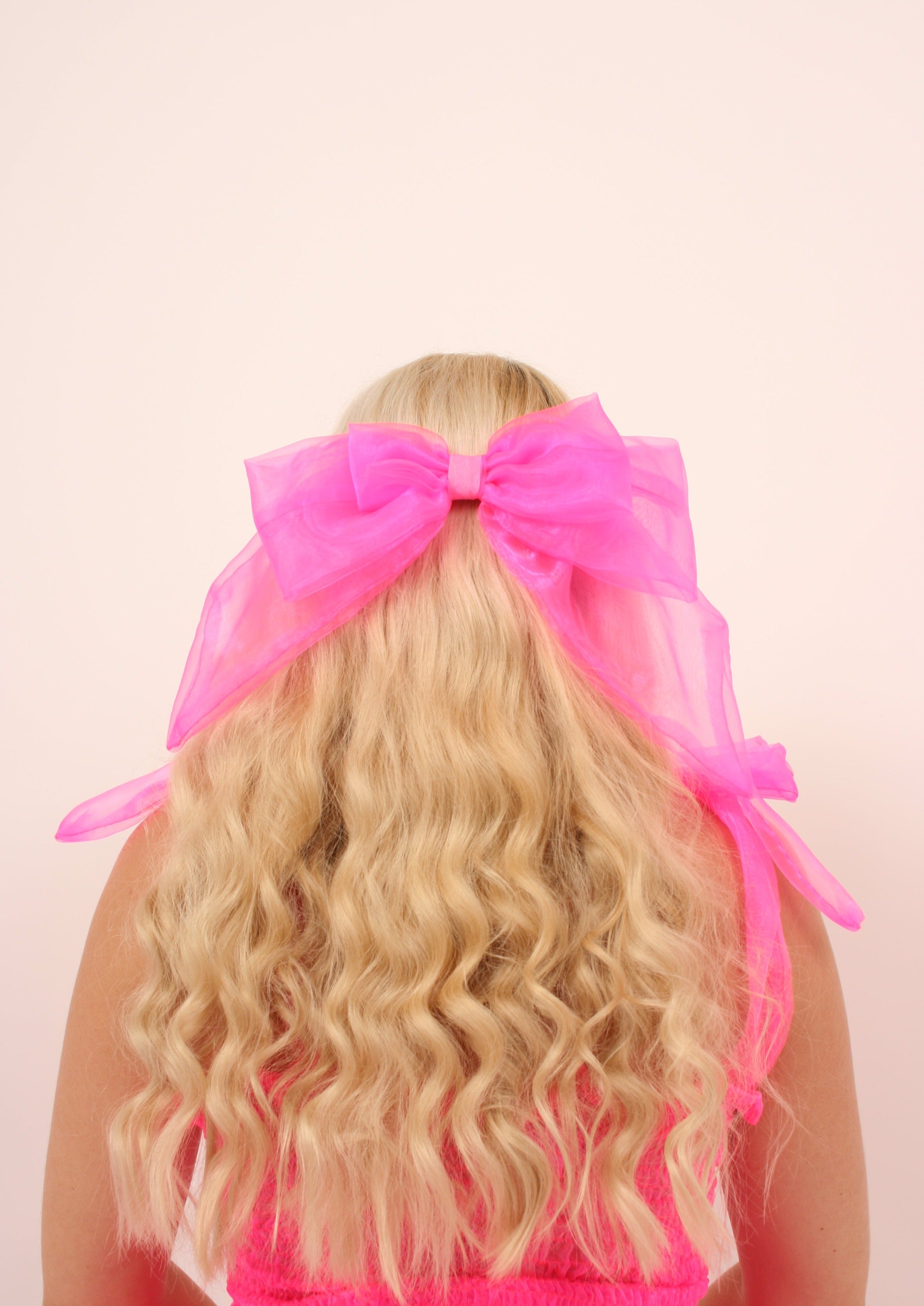 XL BOW in Luxe Neon Pink Organza Delta Of Phoenix