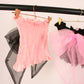 GEORGETTE Black Bandeau Top + Bubblegum Pink XL Bow Delta Of Phoenix