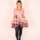 SABRINA | Tiger + Pink Organza Ruffle + Yellow Lace Babydoll Dress