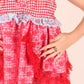 SIENNA | Red + Pink Gingham + Red Lace Babydoll Dress