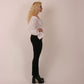 Delta Of Phoenix Sample Sale white broderie anglaise bardot top puff sleeves pearl