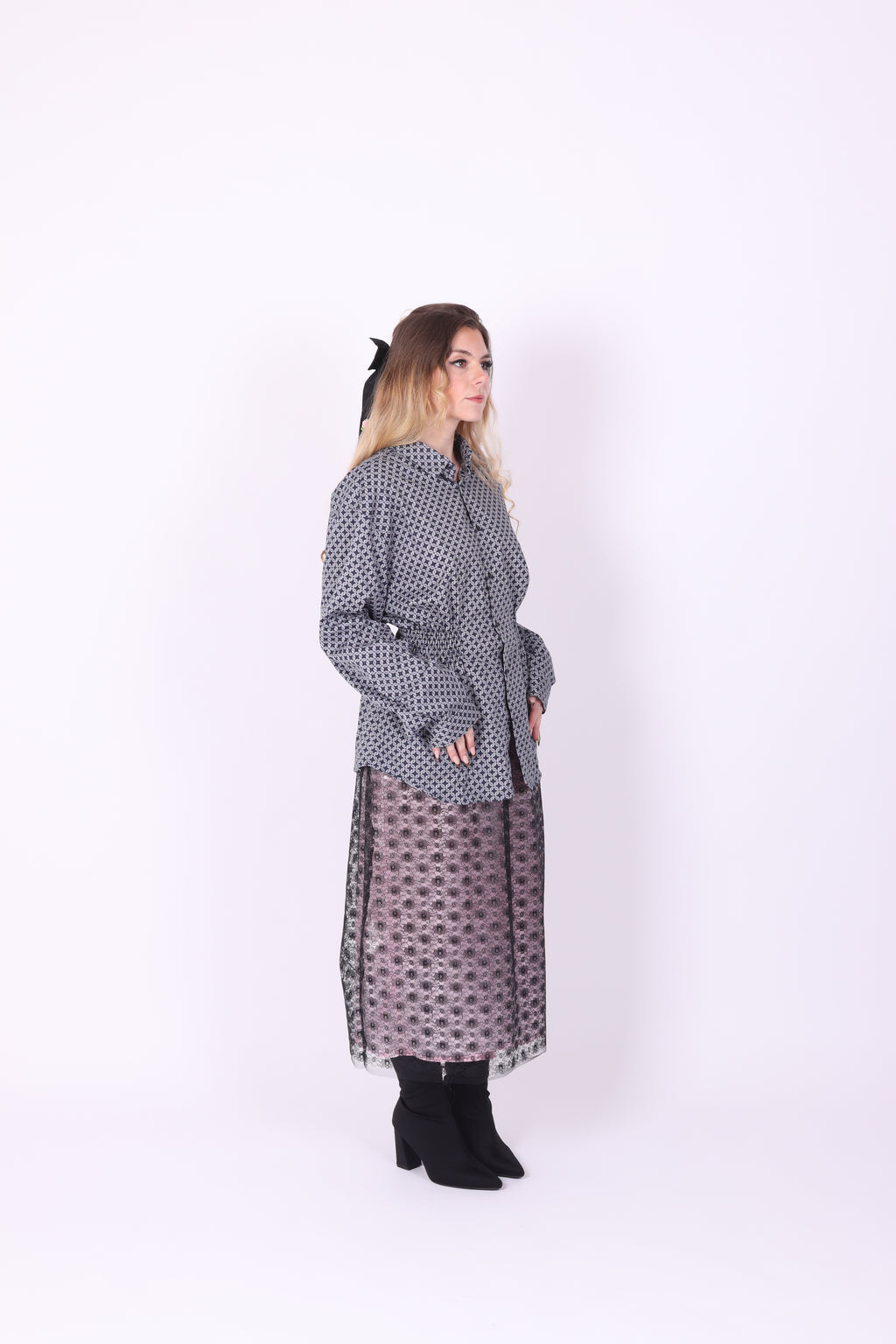 Navy Blue Shirt with White Pattern Shirt | Phoenix Rework