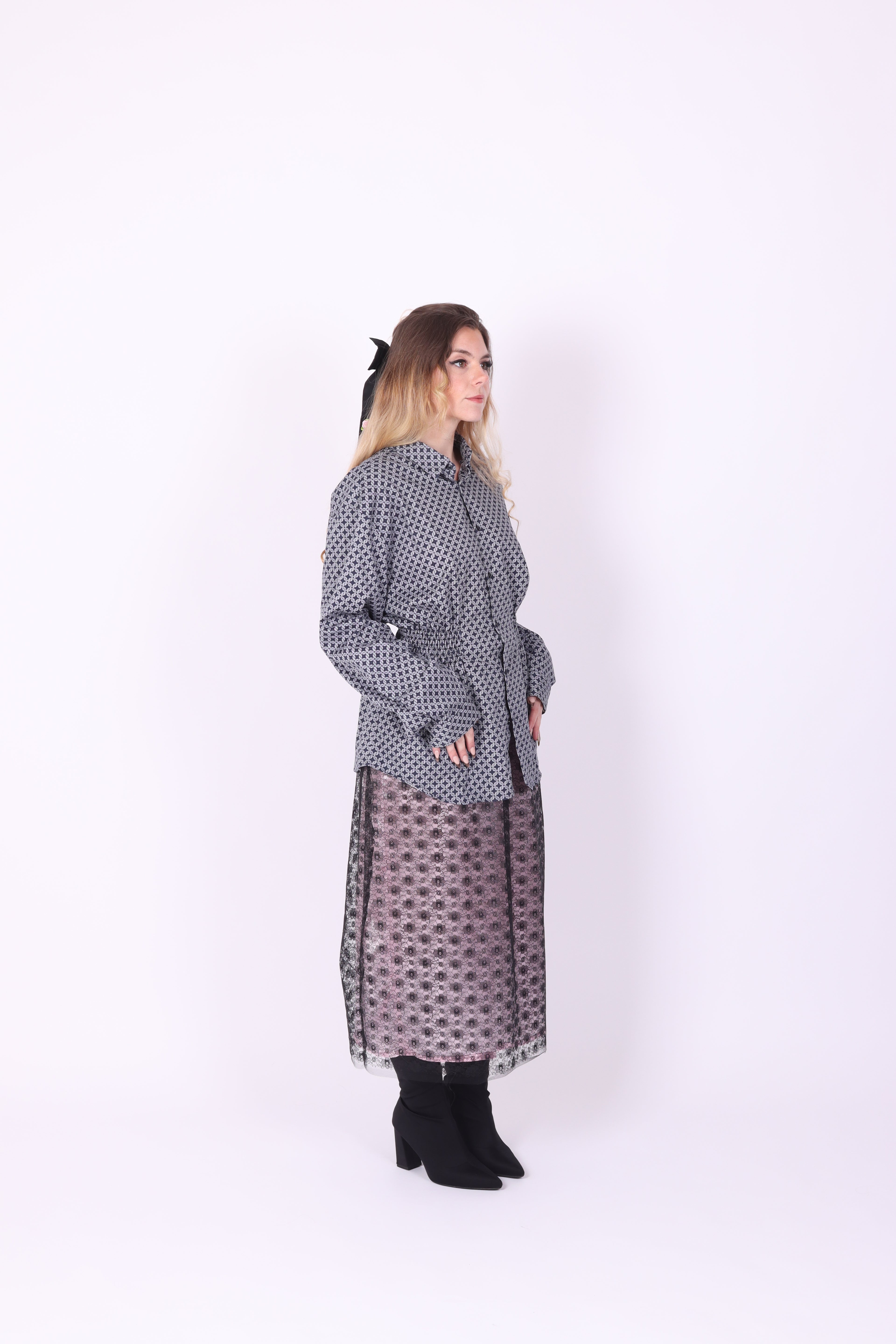 Navy Blue Shirt with White Pattern Shirt | Phoenix Rework