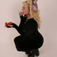 MORTICIA DRESS BUNNY ROYALE DELTA OF PHOENIX BLACK VELVET MAXI DRESS