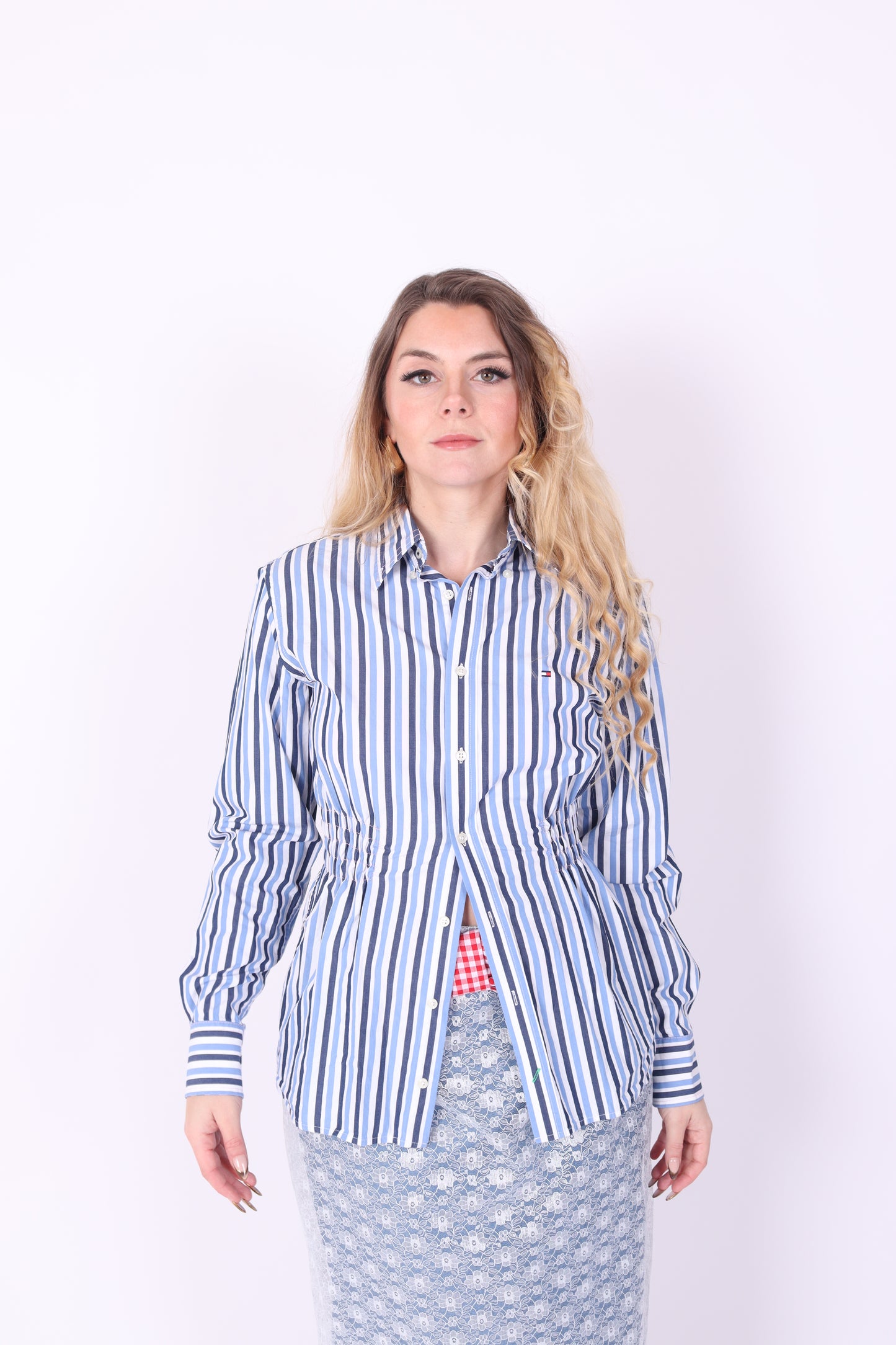 Blue + White Stripe Tommy H Shirt | Phoenix Rework