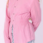 RED PINK PINSTRIPE REWORK SHIRT DELTA OF PHOENIX 